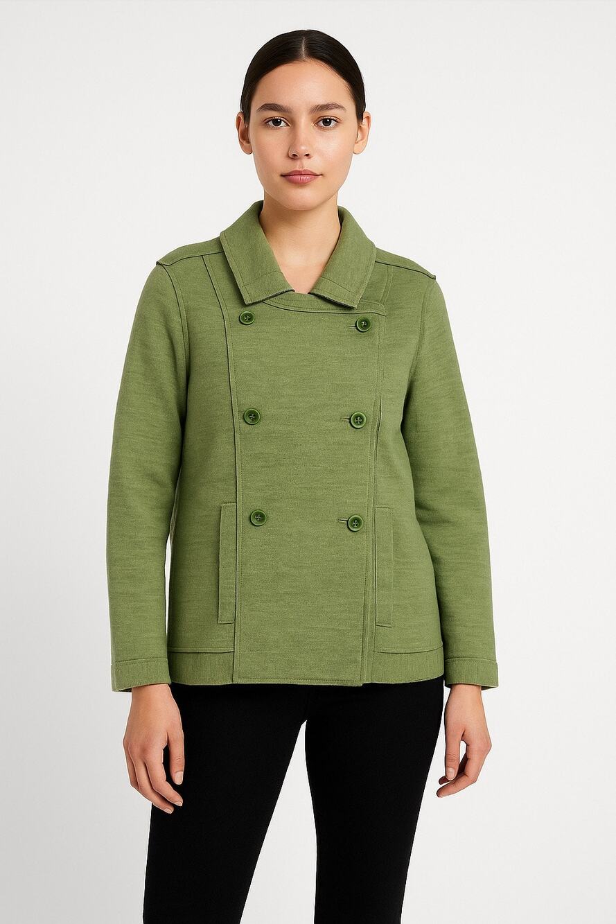 Eileen Fisher Petite Merino Wool Double-Breasted Peacoat Sweater Jacket medium P
